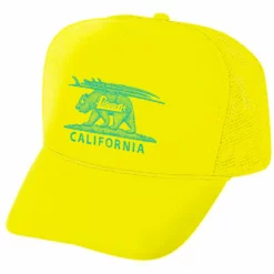 Poseidon CA Surf Trip Bear Hat -Poseidon Paddle & Surf Sales Bear Neon Yellow Turquise